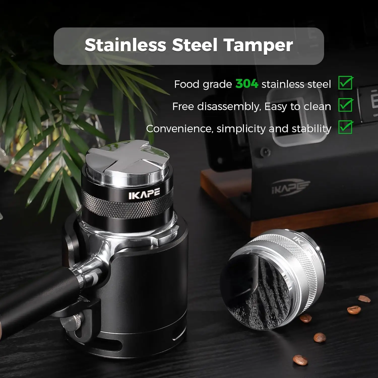 IKAPE コーヒーディストリビューター & タンパー、2 in 1 調整可能な深