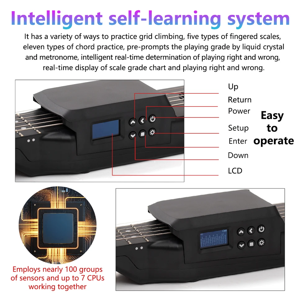 7/12 Frets Smart Guitar Pocket Portable Folk MIDI Multifunctional