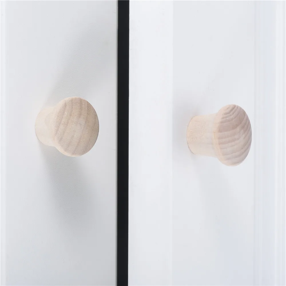 Furniture Knobs Mini Wood Knobs 5pcs with Screw for Cabinet Drawer Dresser