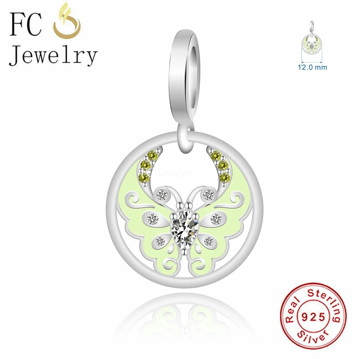 

Fit Original Pandora Charm Bracelet 925 Sterling Silver Green Butterfly Specimen Spread the Wings Bead For Making Women Berloque