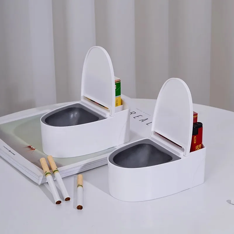 Creative Funny Commode Design Toilet Ashtray with Lid-Wall-Mounted Bathroom Cigarette Ashtray For Home Office