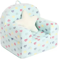 Colorful Heart Kids Sofa with Star Throw Pillow, High Back Toddler Chair Glow in The Dark for Boys and Girls, Lake Blue 2