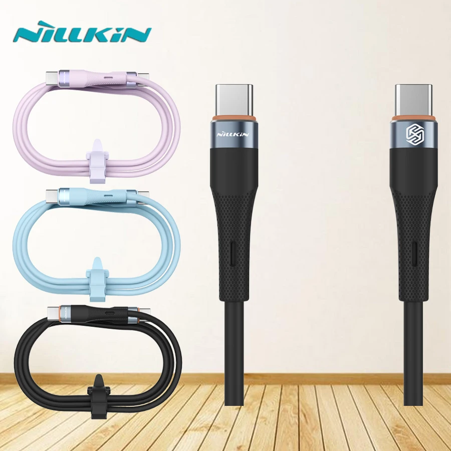 

NILLKIN Silicone Cable Type C To Type C Fast Charging Transmission PD 60W 2.4A For Samsung Xiaomi Huawei 1.2m USB C Data Cable