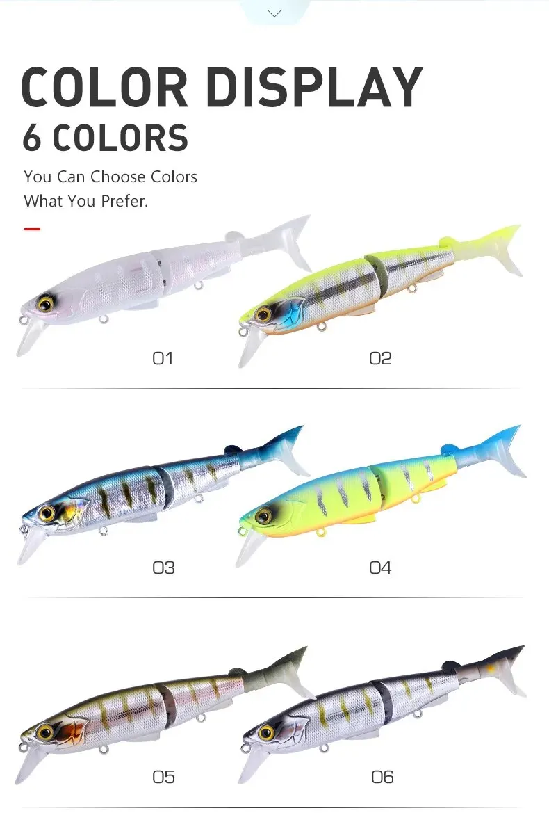 Kingdom Angelköder mit mehreren Gelenken, 120 mm, 17,5 g, schwimmender harter Minnow-Jerkbait, Forellenwobbler, weicher T-Schwanz-Swimbait für Barsch, Hecht – Detail 13