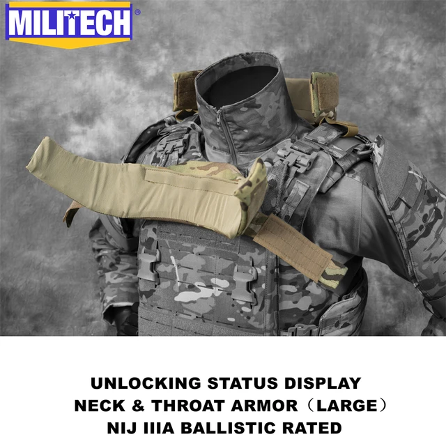 MILITECH NIJ Level 3A IIIA 0108.01 Bulletproof Neck&Throat Protector Ballistic Collar Fits AVS CPC LVS Vest Neck Anti-Fragment 3