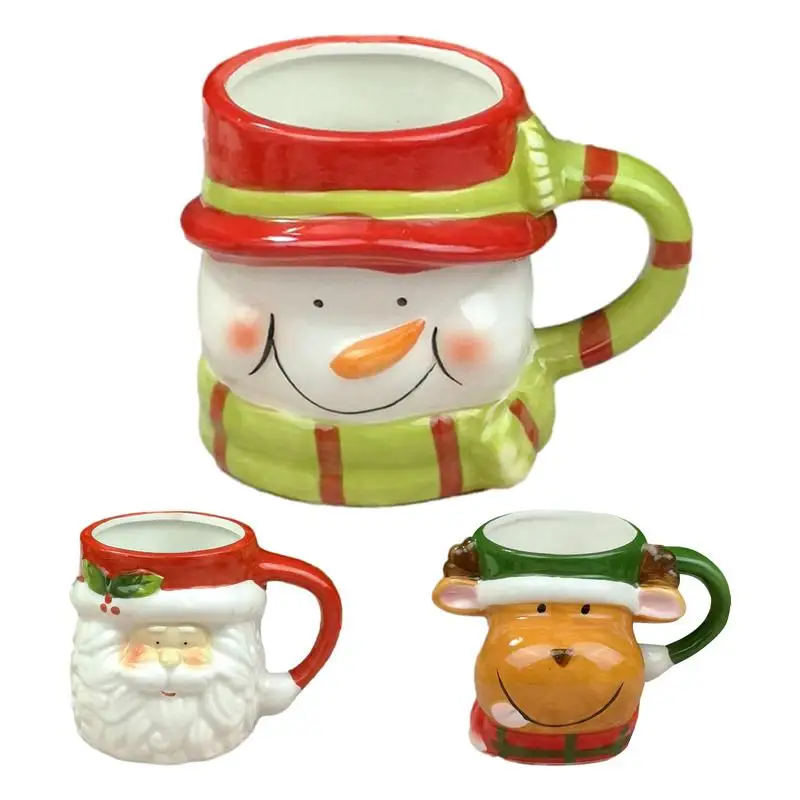 

Кофейная кружка Санта-Клаус с крышкой, симпатичная керамическая Рождественская чашка для воды, кружка для дома и офиса для завтрака, овсянки, посуда, кружка