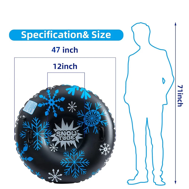 Inflatable Ski Ring Swim Float General Inflatable Ring Ski Towing Ice Bike Pair Children'S Skating Set 47 Inches