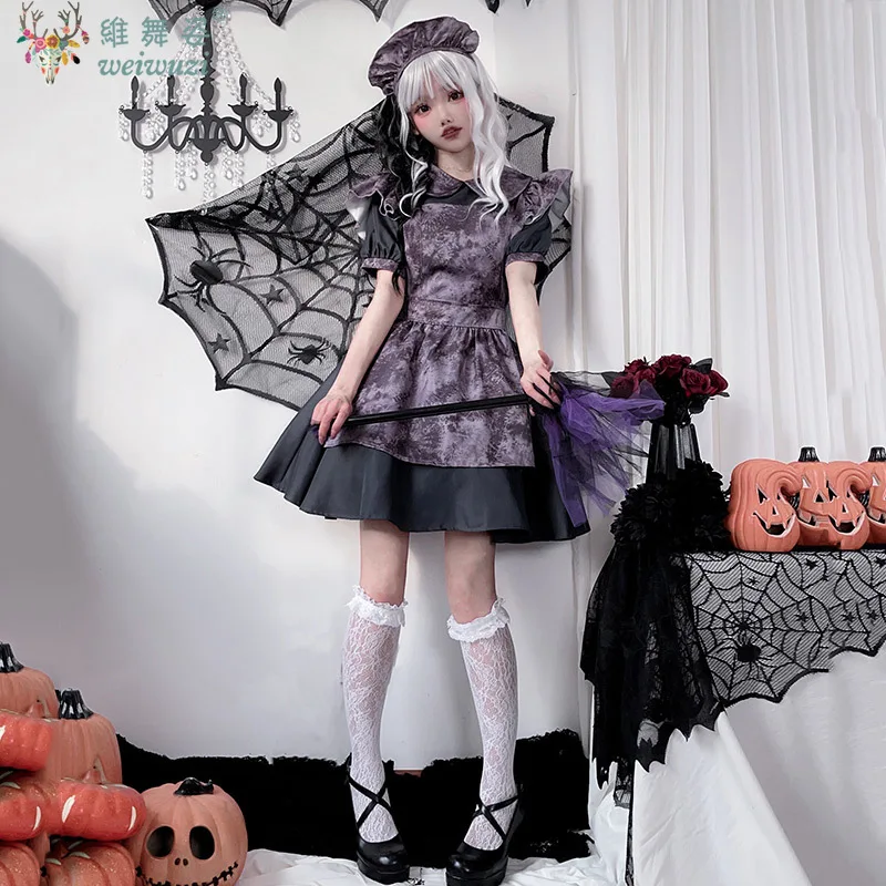 Japanese Halloween Gothic Vampire Mini Cosplay Maid Dress Party