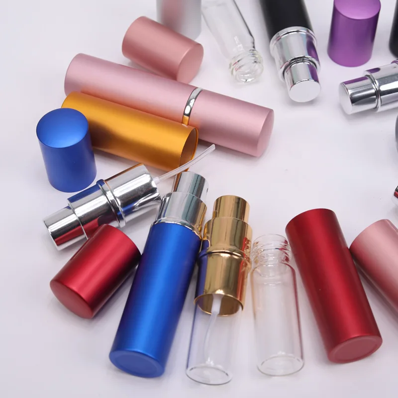 Compact Glass & Aluminum Refillable Perfume Spray Bottle