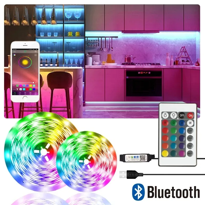 

1-15M USB LED Strip Light RGB 5050 Led Tape Bluetooth APP Control Flexible Ribbon TV Backlight 5V Luces LED Diode for Room Decor