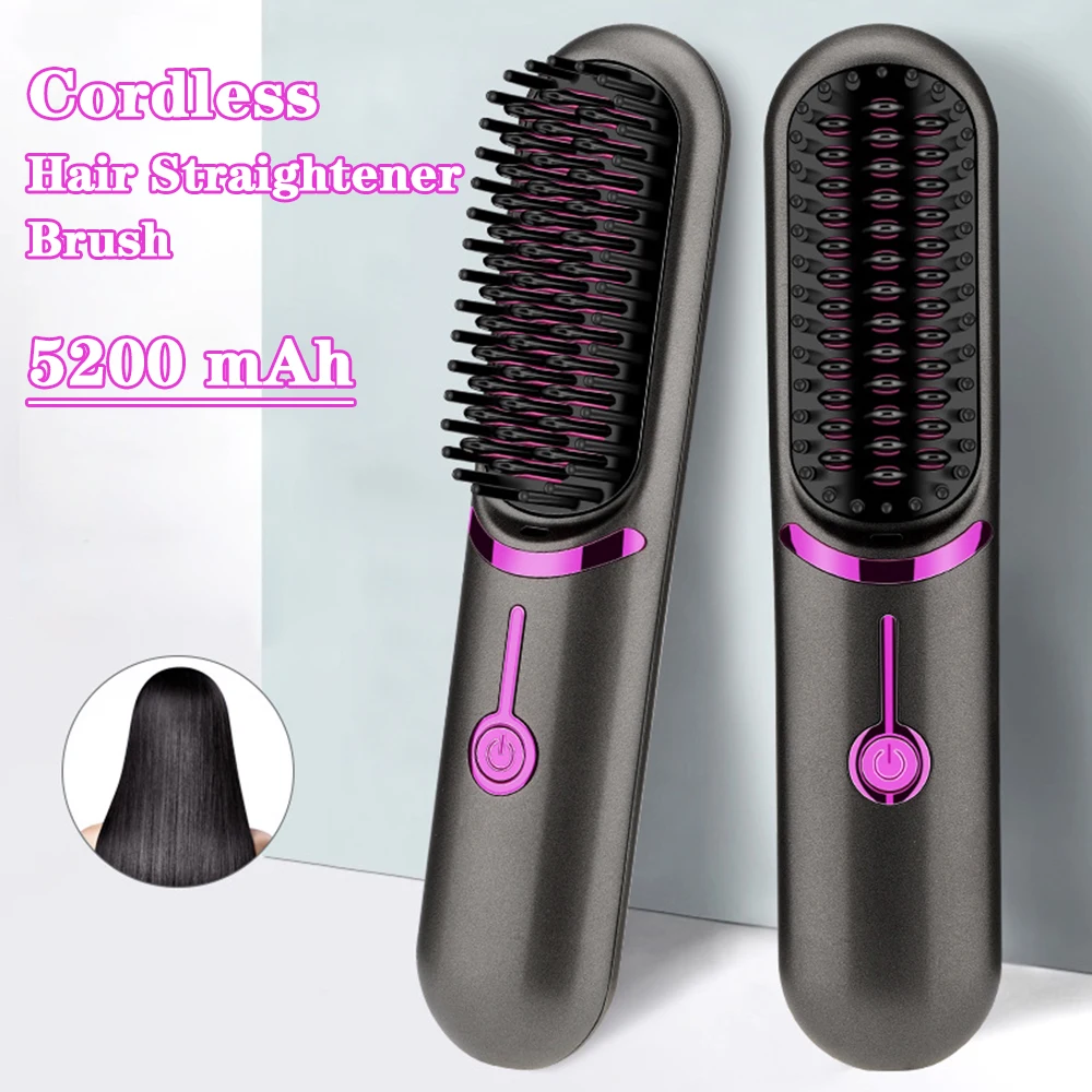 ElectricHairBrushesCordlessHairStraightenerBrushPortable