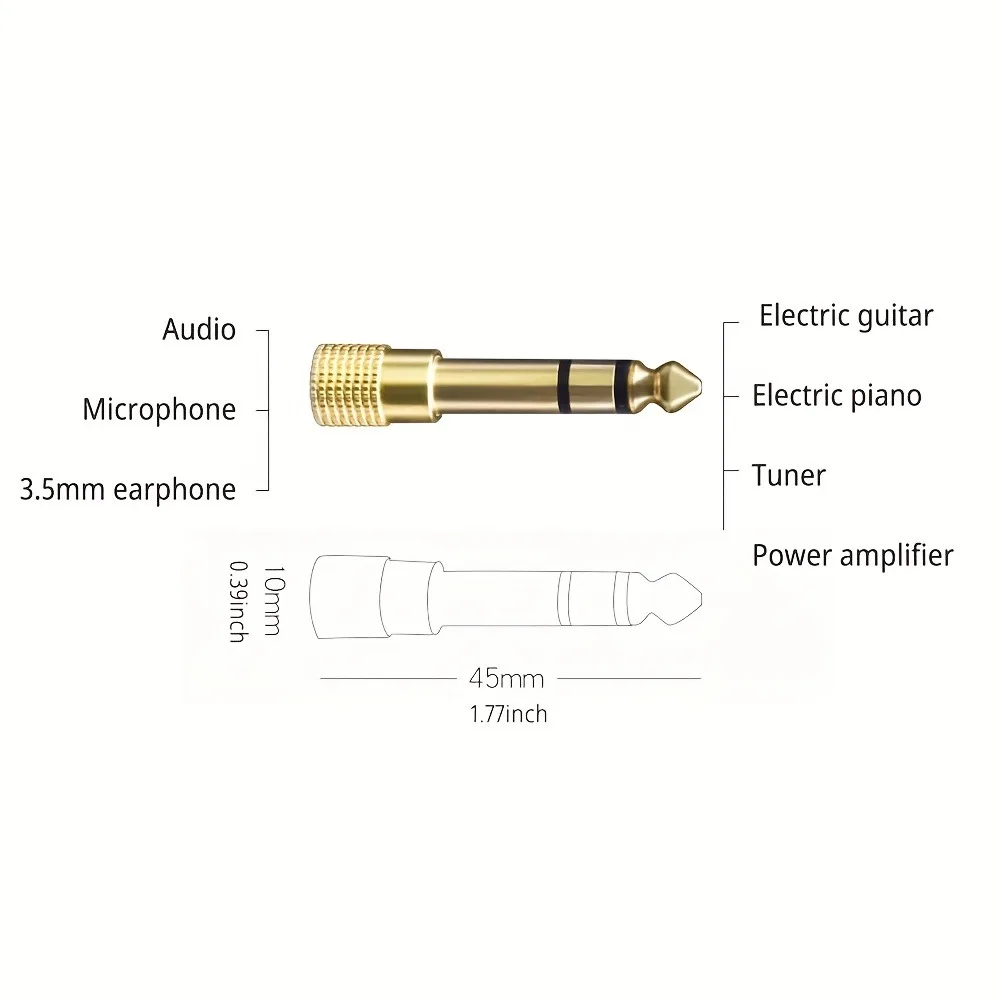 Audio Adapter 1 Piece 3.5mm to 6.5mm Jack for Stereo AUX Conversion