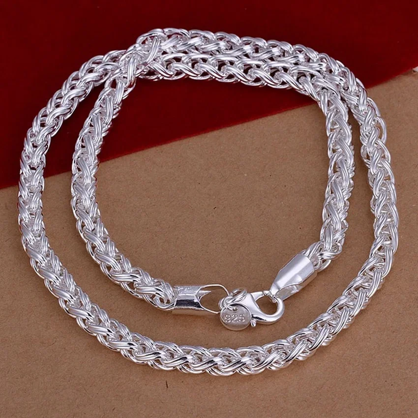 925 Sterling Silver 6MM Necklace 50cm Noble Luxury Gorgeous Charm Fashion Solid Men Women Chain Twisted 20inches Jewelry Silver Necklace Silver Necklace Charms