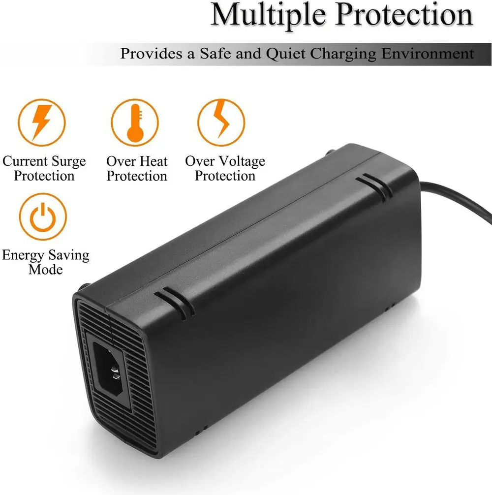For Xbox360 E Console Replacement Power Supply AC Adapter Brick with Cord Universal 110-240V Charger for Gaming Console