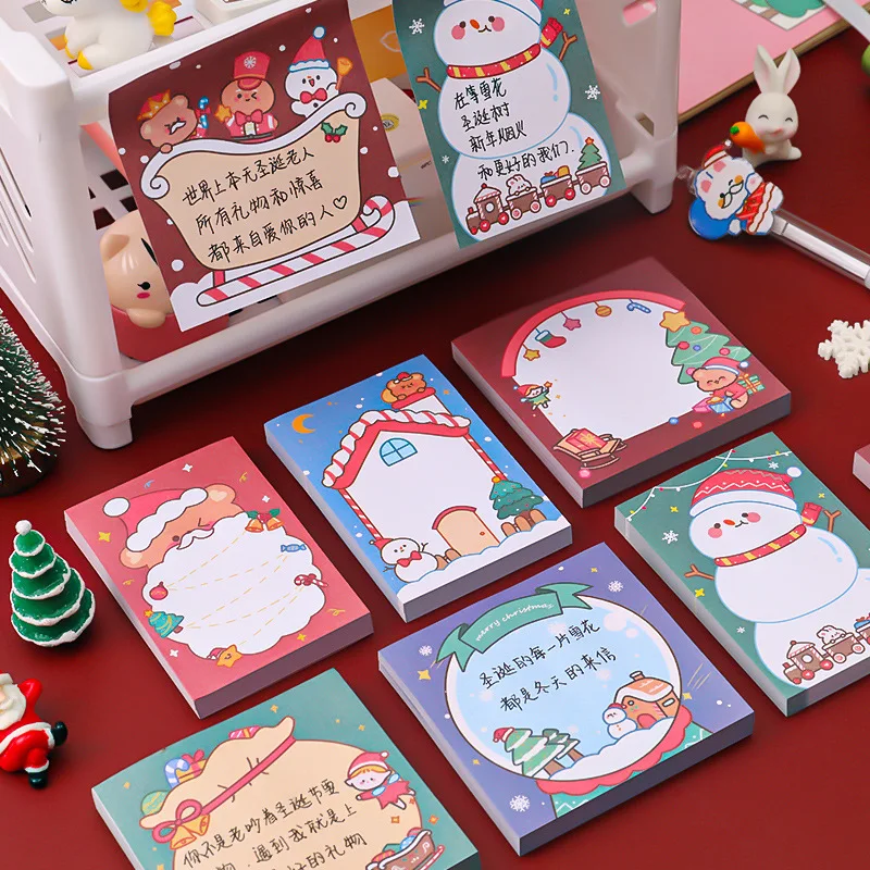 Student Message Notepad Cartoon Christmas Notes Learning Office Notes Santa Claus N Stickers