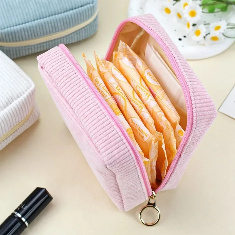 2 Stück Cord-Kosmetiktaschen – Je 19x9x5 Cm, Weiß & Schwarz, Große Kapazität, Für Reise, Büro, Alltag