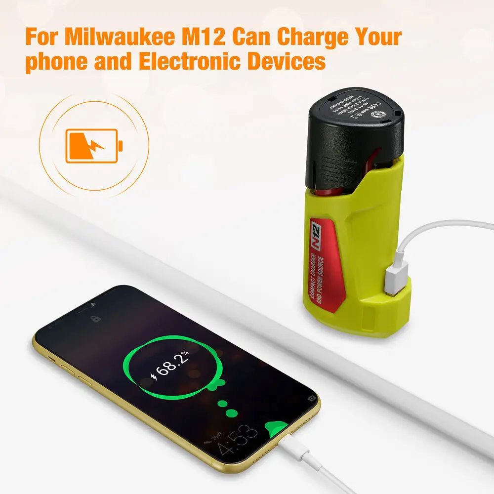Konverter pengisi daya baterai Li-ion adaptor N12 untuk Milwaukee