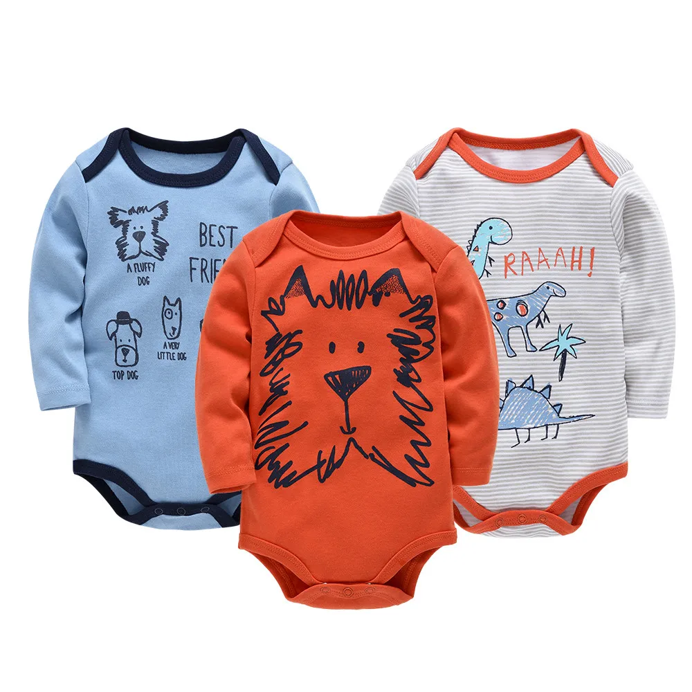 3PCS Baby Long Sleeve Cotton Bodysuits 2