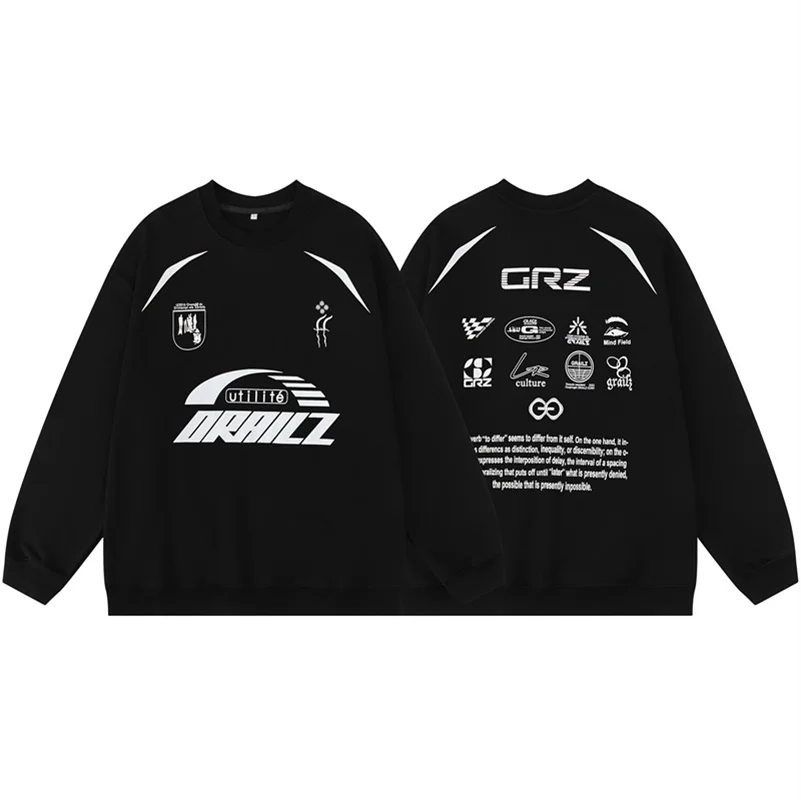 

2023fw New Vintage GRAILZ Logo Printed Sweatshirt Men Women Loose Relaxed Versatile Pullover