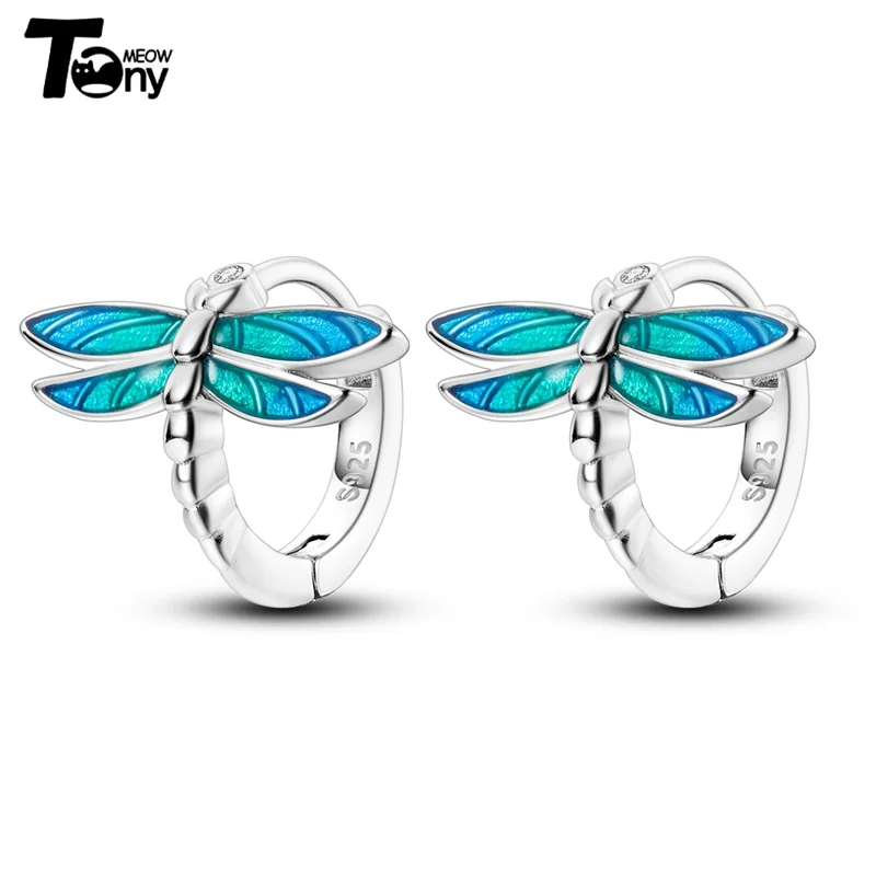925 Sterling Silver Hoop Earrings For Women Star Moon Paint Feather Musical Note Colorful Zircon Fashion Earrings Women Gift
