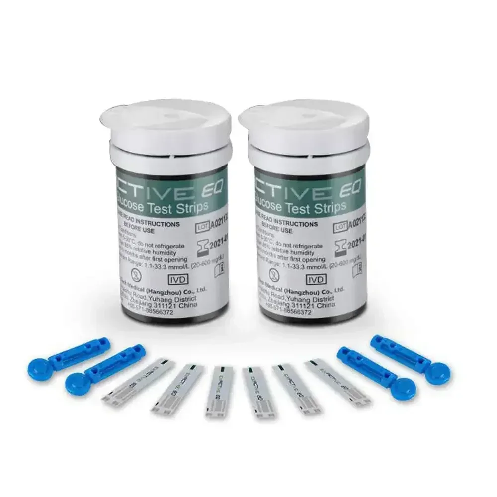 EXACTIVE EQ Diab&eacute;tico Teste Tiras Lancetas para Blood Sugar Monitor Glucometer Diabetes Medidor de Glucose Acess&oacute;rios M&eacute;d 100pcs blood glucose monitor blood glucose strips blood test meter blood test strips blood glucose lancets medical blood test kit
