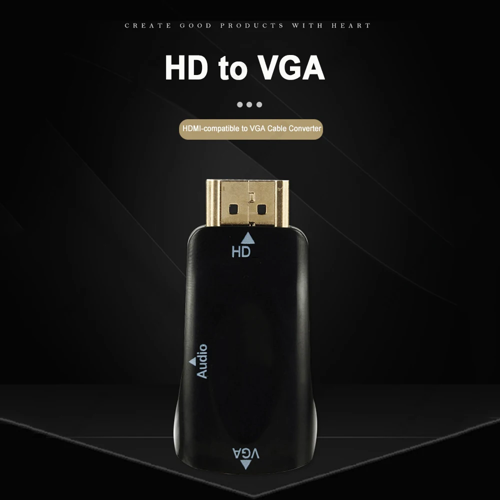 TV 박스용 HDMI 호환 어댑터, HDMI 호환 VGA 어댑터, 오디오 케이블 포함, 수-VGA 암 변환기