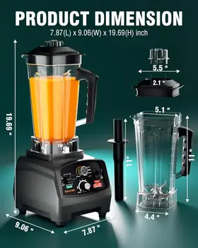 Professional Blender, Commercial Blender for kitchen Max 1800W High Power Home and Commercial with Timer 5