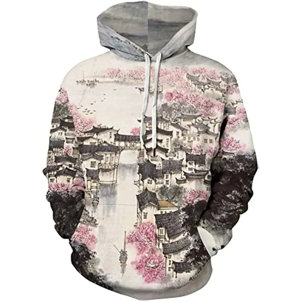 2023 New Hoodie 3d Chinese Style Casual Men's Hoodie Pocket Warm Hoodie Women's Hoodie
