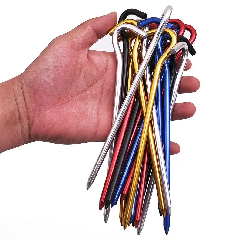 1PC Aluminum Tent Pegs with Hook for Hammock Awning