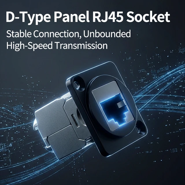 D-Type Panel Mount RJ45 Socket – CAT5e / CAT6 Ethernet Network Connector for Industrial Enclosure, Server Rack & Wall Box Wiring 2