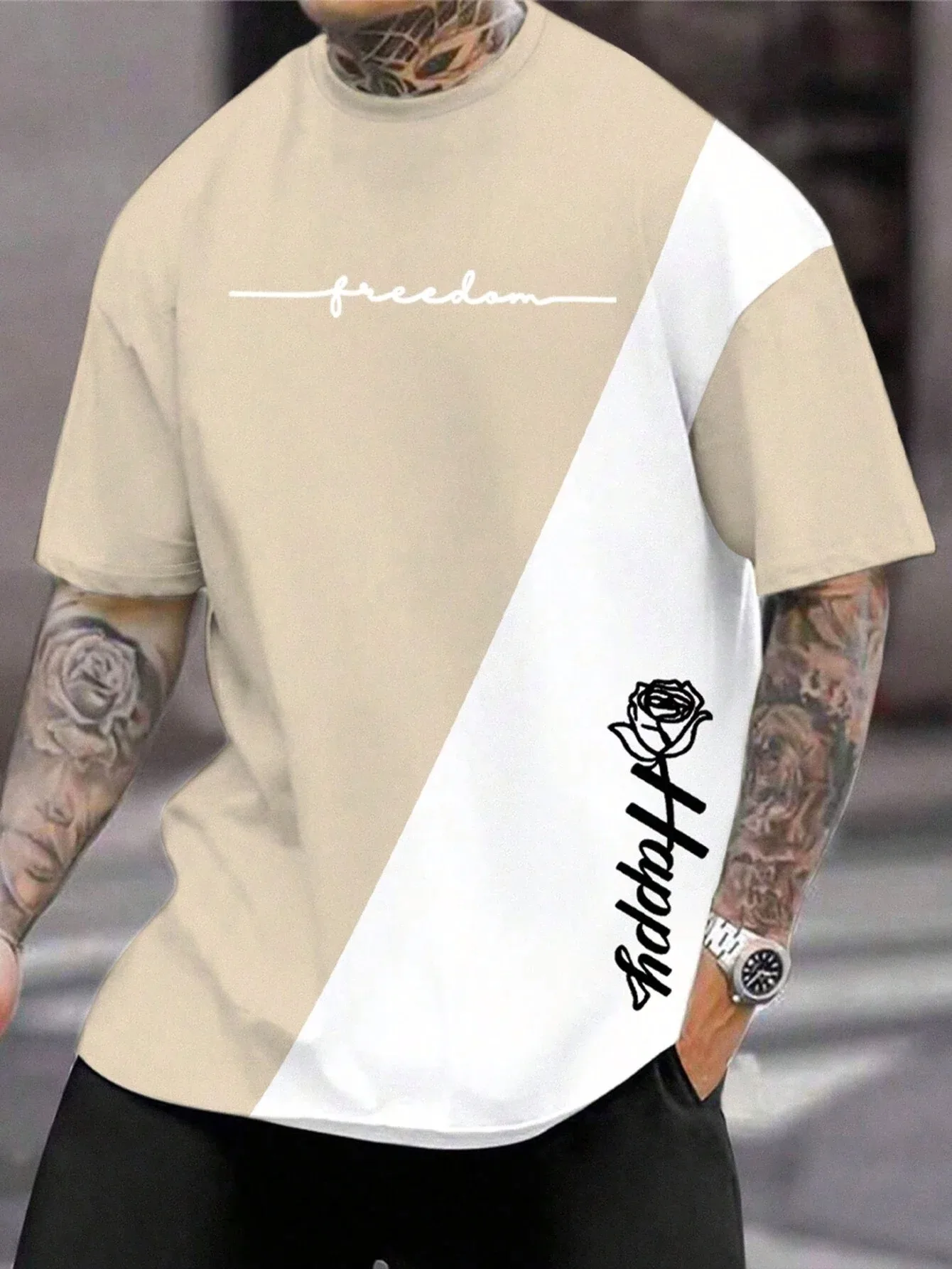 3D Printed T Shirts Men's Clothing Fashion Letter&Flower Short Sleeve Tee Casual Oversized