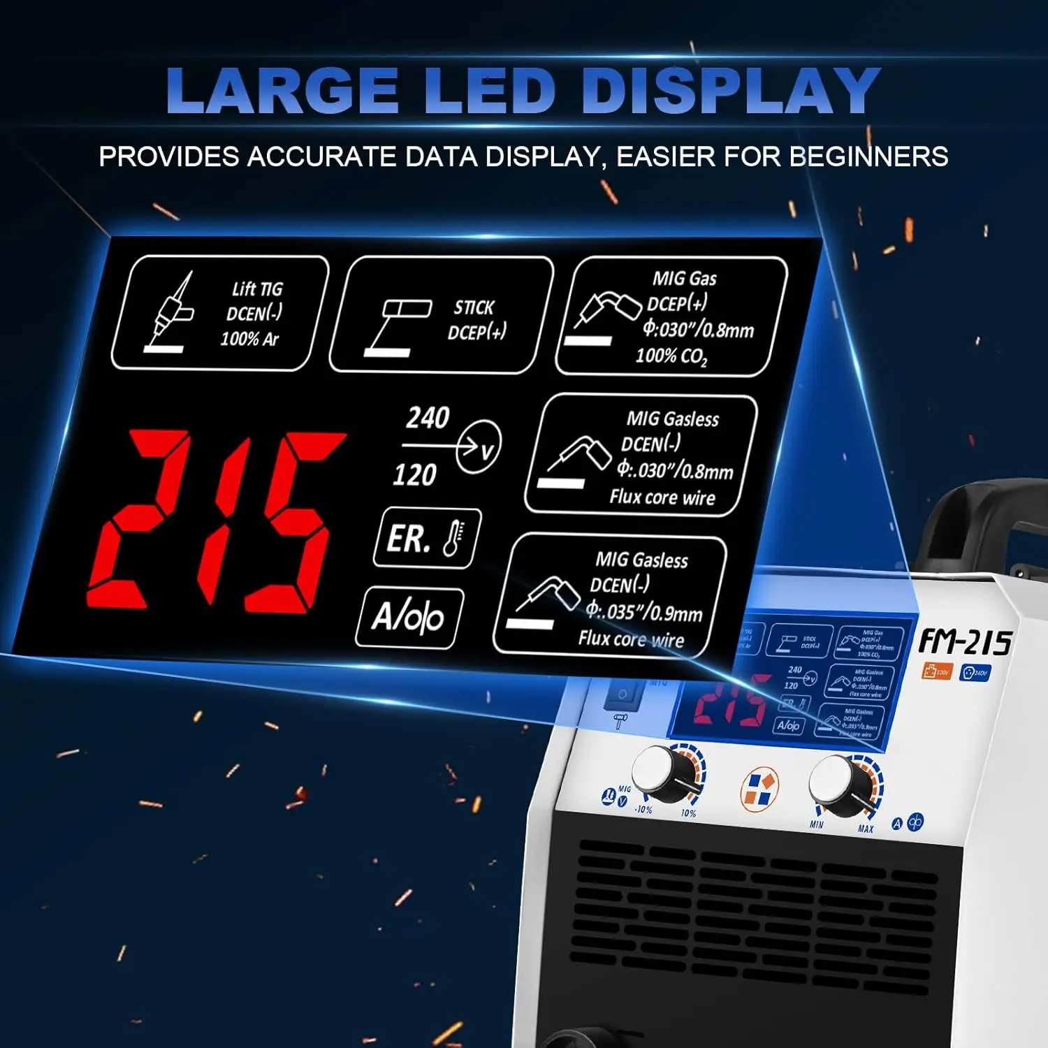 Welder,MIG Welder Machine 120V/240V Dual Voltage 6 in 1 Gas Flux Core MIG/Stick/Lift
