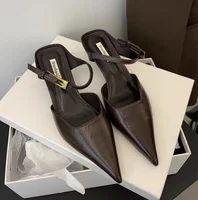 Retro Street Style Design Thin High Heels Pointed Toe Women Pumps Buckle Strap Banquet Party Slingbacks Female Mules Shoes - Image 6