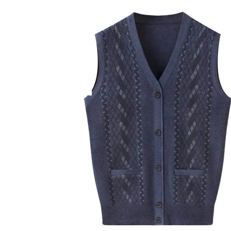 

Vintage Pattern Knitting Men Autumn Winter Casual Long Sleeve Button Lapel Knitted Sweater Vest Cardigans Men's Sweaters C09