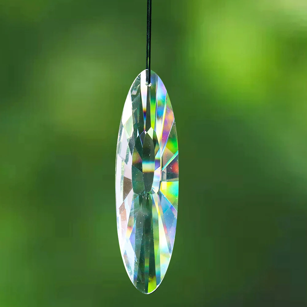 

Muy Bien 120mm Oval Clear Crystal Prism SunCatcher Shiny Faceted Crystal Chandelier Rainbow Maker Home Garden Hanging Decoration