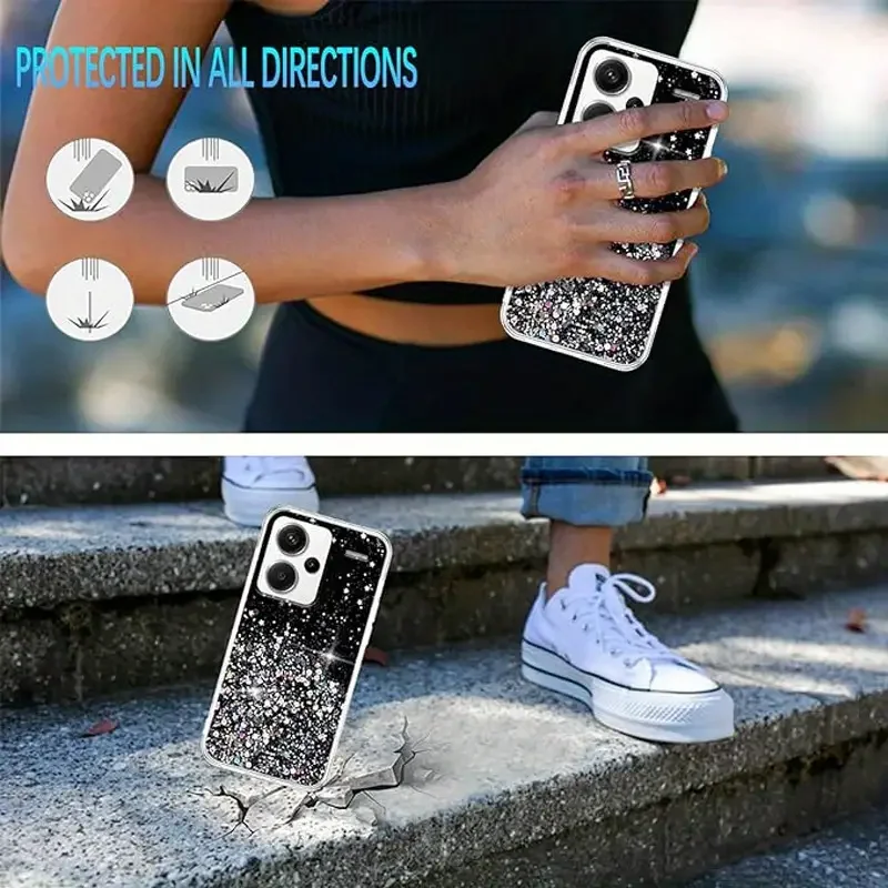 XINYEXIN Glitter Cover for Xiaomi Redmi Note 13 5G, Bling Case Shines