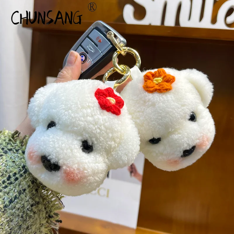 

Dogs Teddy Bears New In Real Ball Fur Handmade Cute Key Chain Keychains Bag Accessory Car Keychain Gift Keyrings Gifts