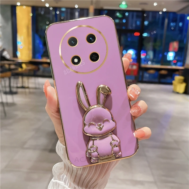 Luxury Rabbit Holder Plating Silicone Stand Case