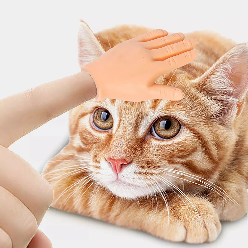 Cat Interactive Funny Gesture Toys Mini Multi-Style Teasing Cat Plastic Finger Human Fake Hand Gloves Pet Toys Supplies