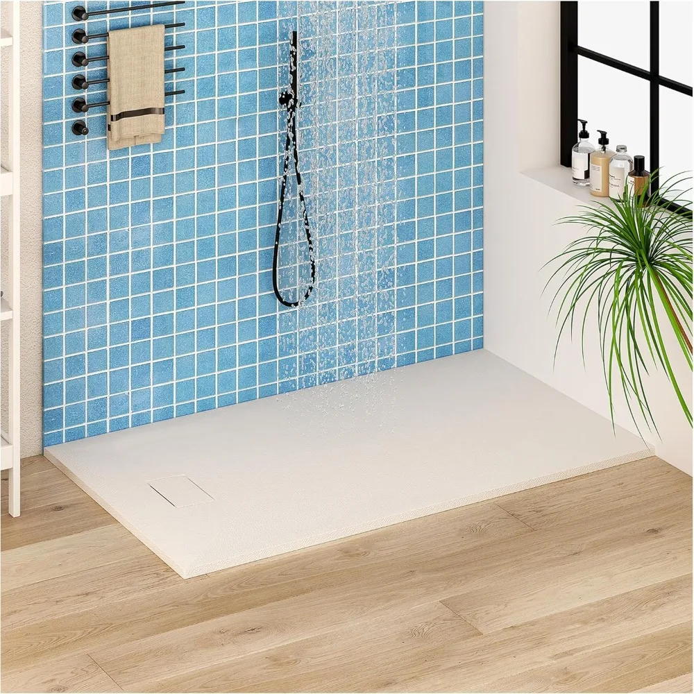 Shower Base, for Bathroom Assembly/Left&Right Drain, Non-Slip Shower Pan 60"x 36"White SMC Tray