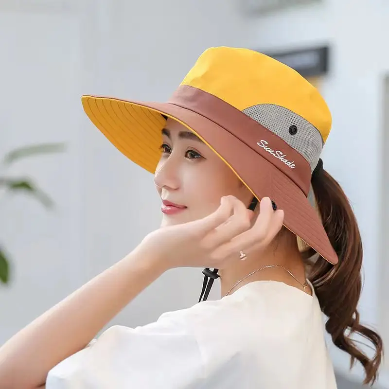 Women's Summer Sun Hat With Large Brim Breathable and Foldable Sun Protection Fisherman's Hat Holiday Beach women sun hat
