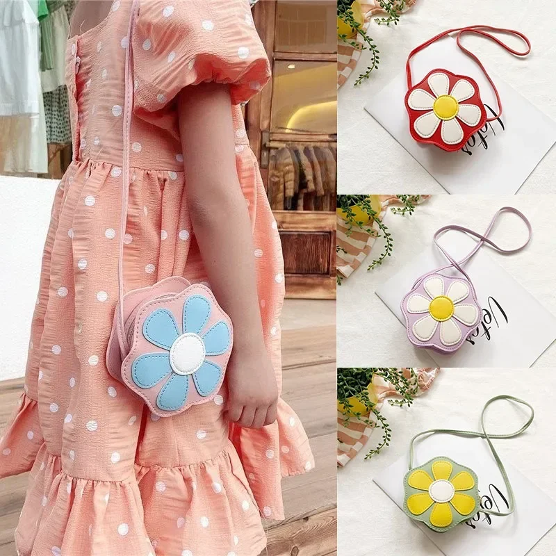 Girls Cute Flower Shoulder Bag Coin Purse Coin Pouch Wallet Kids Mini Crossbody Bag Handbags Casual Bags Children Messenger Bag - 2