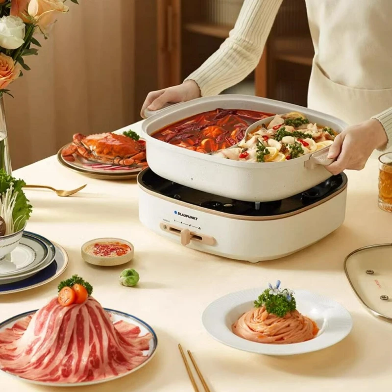 BLAUPUNKT 220V Split Double Flavour Electric Hotpot Household Multifunctional 6L Electric Cooker 1600W Electric Hotplate 3
