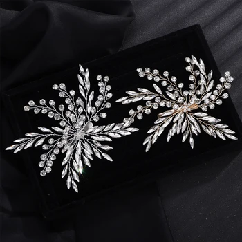Trendy Rhinestone Gold Silver Bridal Hair Clip Women Girls Chic Party Wedding Hair Accessories Handmade Vintage Headpiece Tiaras