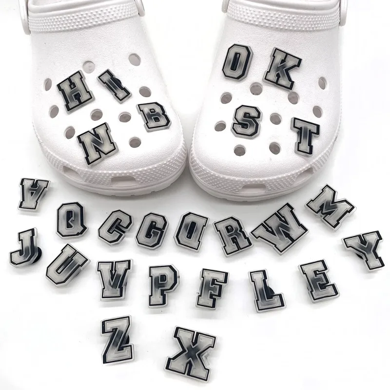 Wholesale Luminous letter series DIY Hole Shoe Accessories Croc Jibbitz PVC Soft Adhesive Shoe Accessorie Crocs Shoe-Buckle