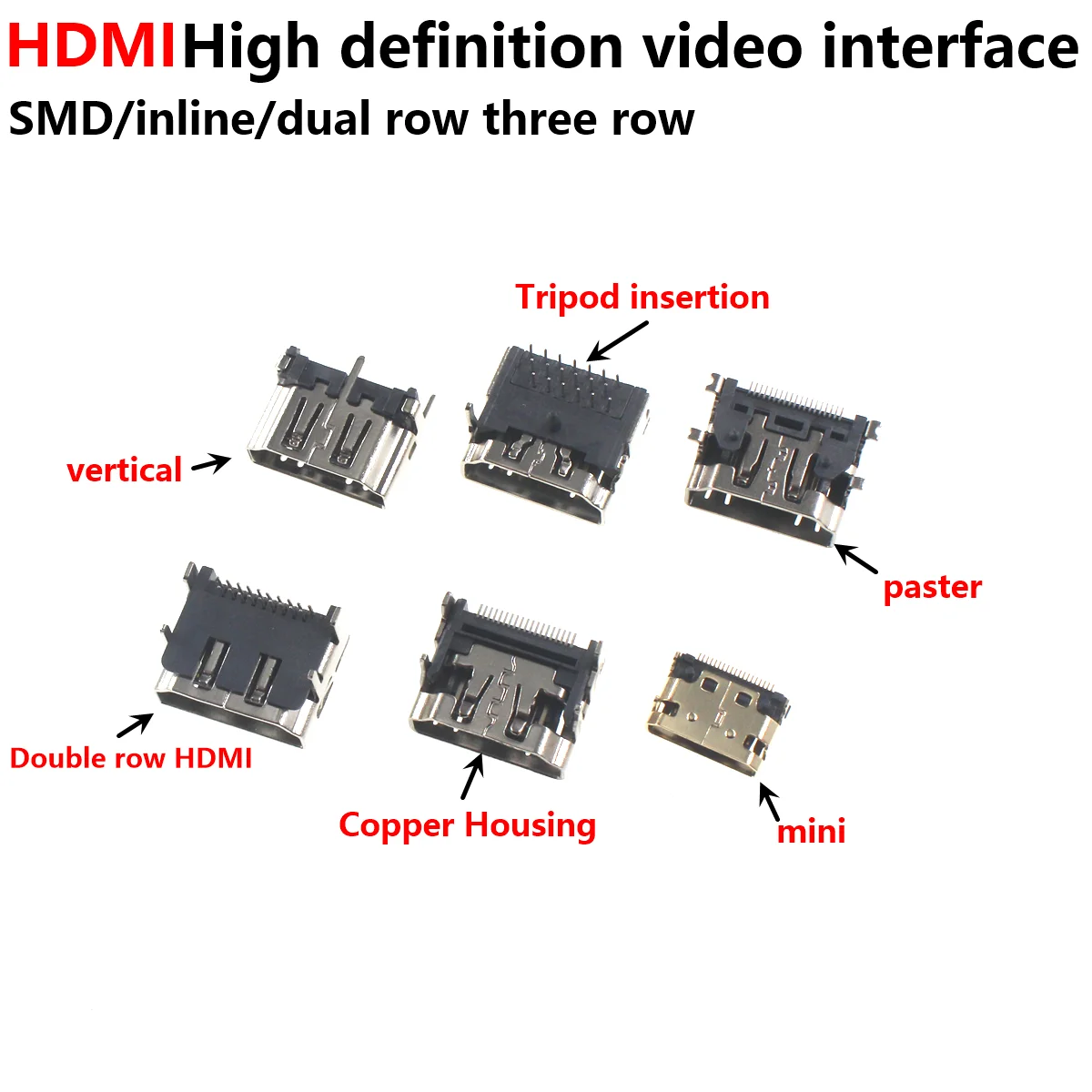 5pcs HDMI 19Pin 20P 20Pin Male Plug Connector HDMI Female Male Socket Jack Repair Replacement pcb card edge connectors