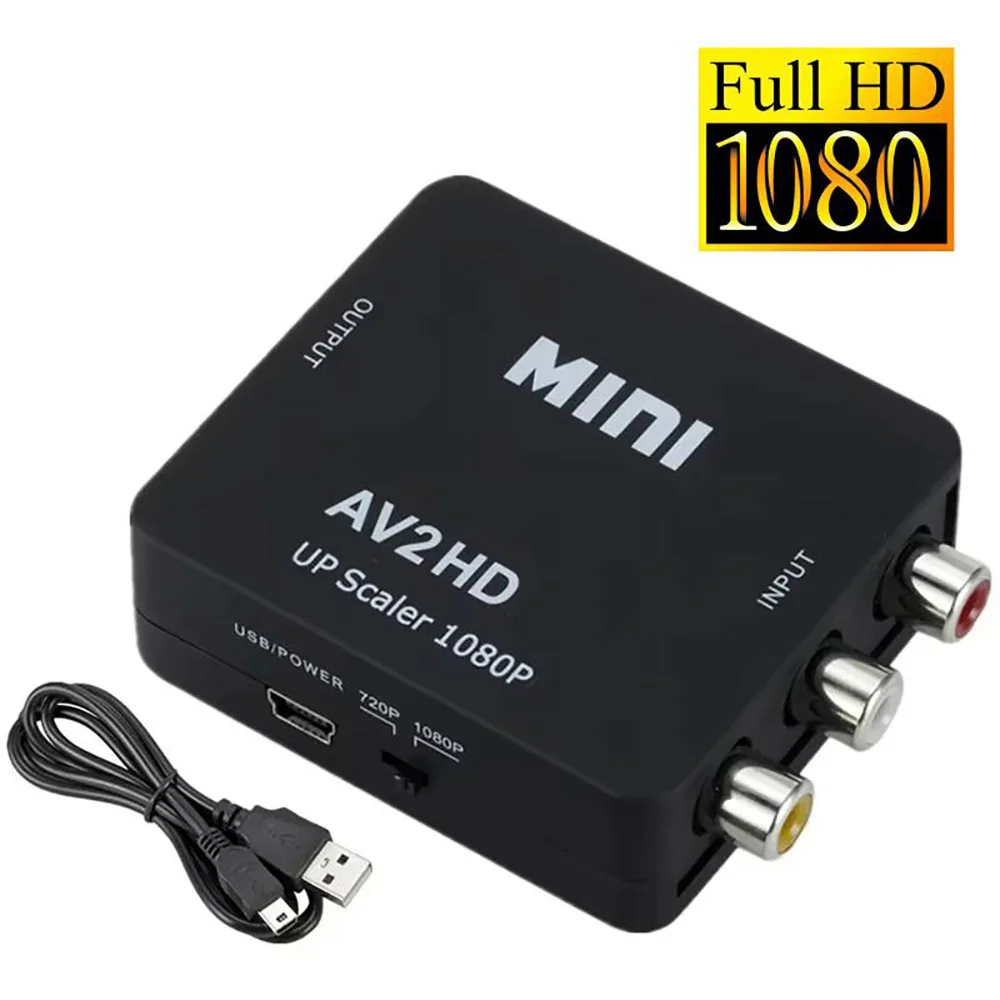 RCA AV to HDMI-compatible Converter AV/CVSB L/R Video Box HD 1080P 1920*1080 Support NTSC PAL Output AV To HDMI-compatible