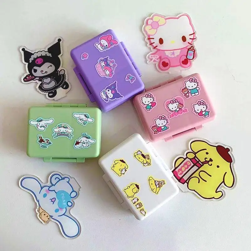 

Sanrio Nine Compartment Medicine Box Kawaii Cinnamoroll Hellokitty Multi Functional Good-Looking Desktop Classify Medical Box