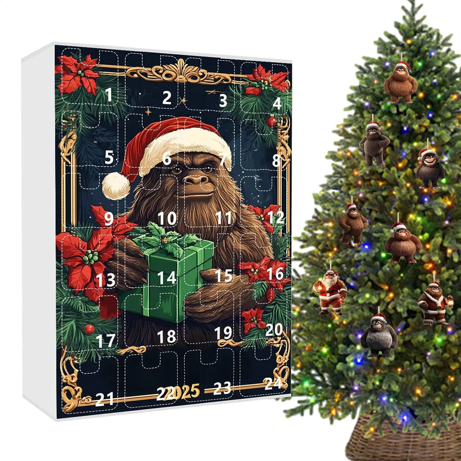 Countdown Calendar Acrylic Ape 2D Pendant Festive Decoration 24 Days Countdown Pendant Set for Men Family Kids Gifts