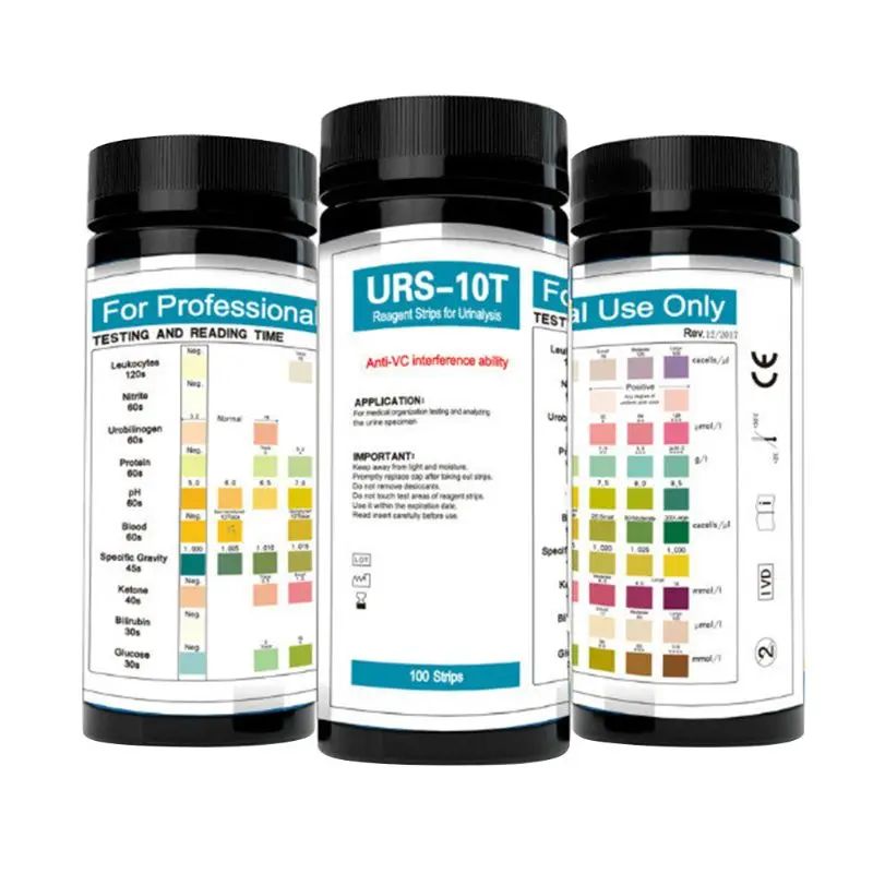 

10 Parameter Urine Test Strips for Urinalysis 100ct Tests for Leukocytes Nitrite Urobilinogen Protein pH Ketone Glucose